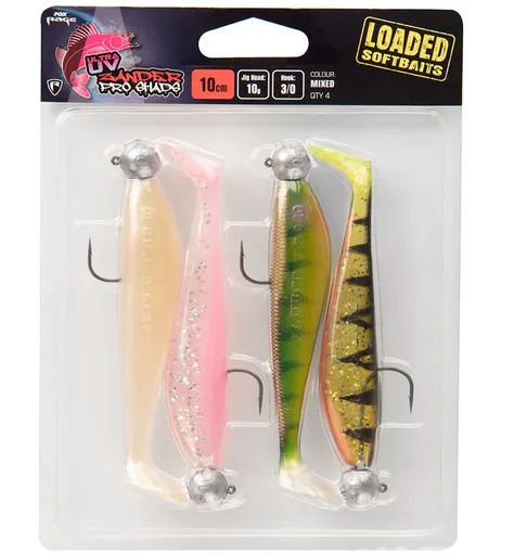 Fox rage gumová nástraha zander pro loaded uv mixed colour packs - 12 cm 12 g