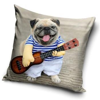 CARBOTEX povlak na vankúšik Mops Hraje na ukulele 40 × 40 cm (5902689469503)