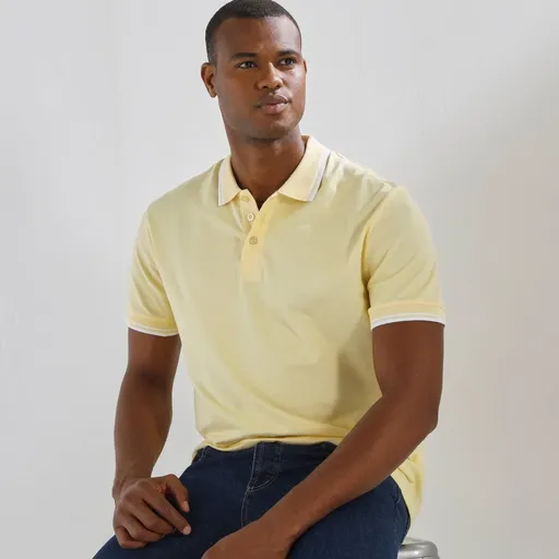 Polo tričko s krátkymi rukávmi a prúžkami na rukávoch a golieri