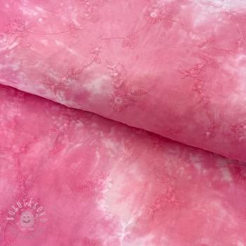 Bavlnená látka EMBROIDERY Tie-Dye pink