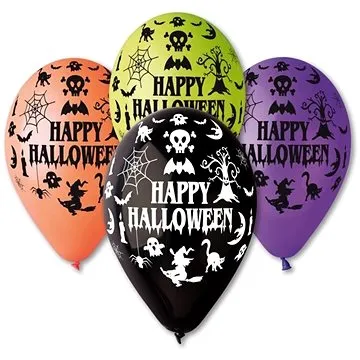 Balóniky pastelové Happy Halloween – mix farieb – 30 cm (5 ks) (8021886303964)