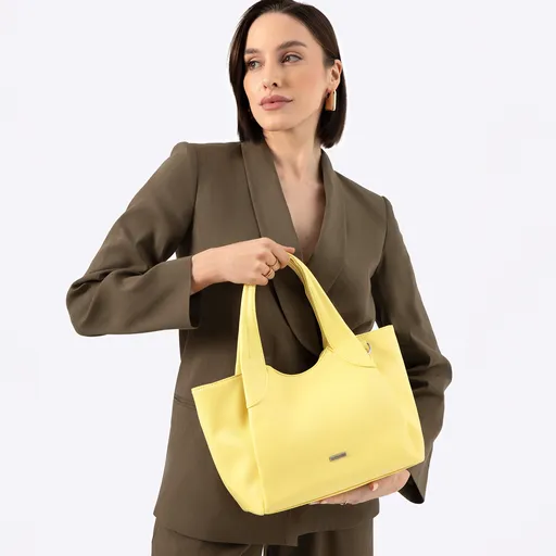 Dámsky malý kabelka z ekokože žltý 100-4Y-438-Y