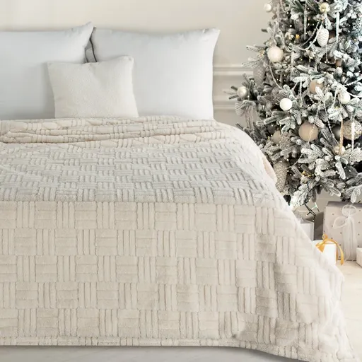 ArtFir Vianočná deka BLINK 3 | krémová/zlatá 150 x 200 cm