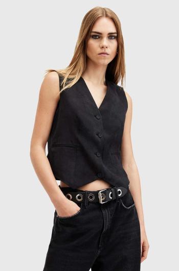 Vesta AllSaints AVERIE TEN WAISTCOAT dámska, čierna farba, jednoradová, W028QC
