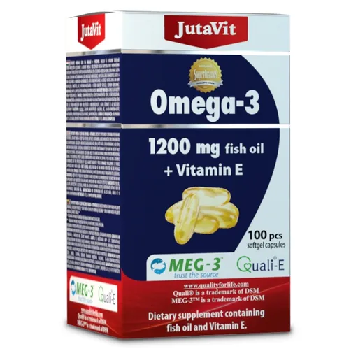 JUTAVIT Omega-3 1200 mg rybí olej + vitamín E 100 kapsúl