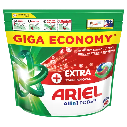 ARIEL Kapsuly na pranie Plus Extra Stain 60 praní