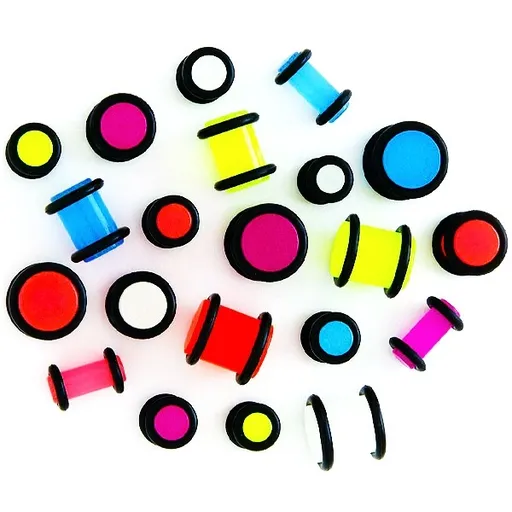 Plug do ucha - žiariaci v tme, čierne gumičky - Hrúbka: 1 mm, Farba piercing: Aqua