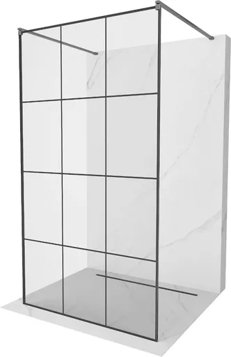 MEXEN/S - Kyoto samostatne stojaca sprchová zástena 100 x 200, čierna vzor 8 mm, grafit metal 800-100-002-95-77