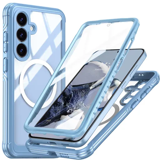 DUAL MAGSAFE Obojstranný ochranný kryt pre Samsung Galaxy S25 FE modrý