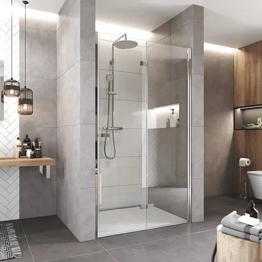 Mereo Sprchové dvere, Novea, zalamovacie, 90x200 cm, chróm ALU, sklo Číre, pravé prevedenie CK10823ZP