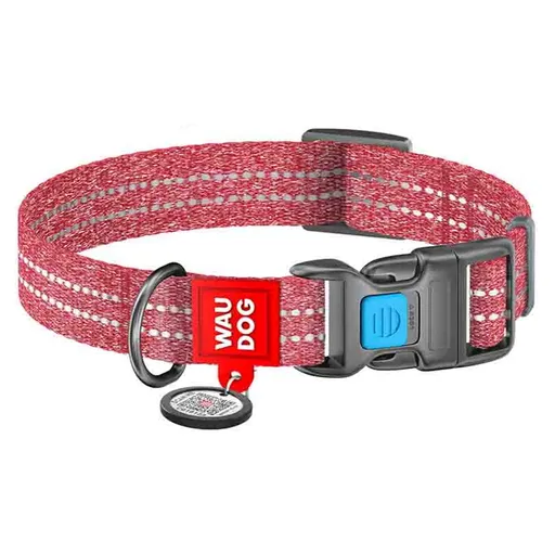 WAUDOG Re-cotton Bavlnený obojok pre psov červený 1 kus, Veľkosť: XL