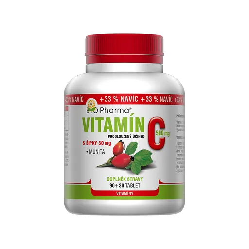 BIO PHARMA Vitamín C 500 mg so šípkami 90 + 30 tabliet