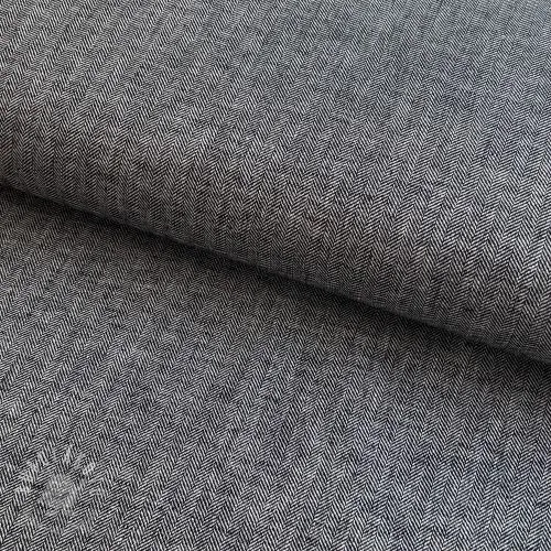 Ľan s bavlnou Fishbone black