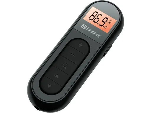 Sandberg vreckové FM rádio Recharge, dobíjacie batérie, display, čierna