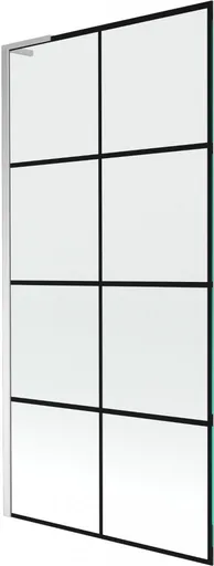 MEXEN/S - Next L vaňová zástena FIX 90 x 150, čierna vzor, chróm 895-090-000-03-77-01