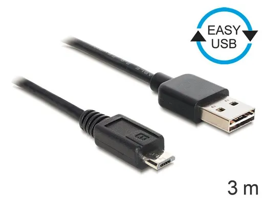 Delock kábel EASY-USB 2.0-A samec > USB 2.0 micro-B samec 3 m