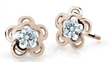 Cutie Jewellery Pôvabné detské náušnice z ružového zlata C2204-30-X-4 biela