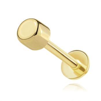 Labret do pery a brady zo žltého 14K zlata - vyšší kruh, vnútorný závit