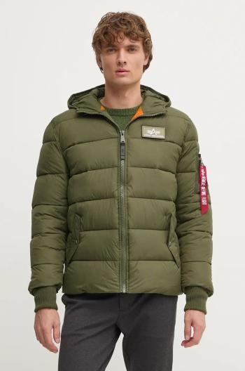 Bunda Alpha Industries Hooded Puffer FD 118113.257, pánska, zelená farba, zimná