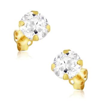Zlaté náušnice 585 s ozdobne vybrúseným okrúhlym zirkónom, 4 mm