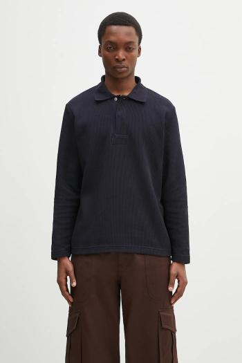 Sveter Norse Projects Ruben Double Face LS Polo pánsky, tmavomodrá farba, N10.0214.7004