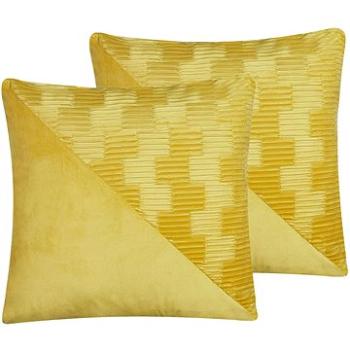 BELIANI, Sada 2 zamatových vankúšov 45 x 45 žltá ORIGANUM, 257248 (beliani_257248)