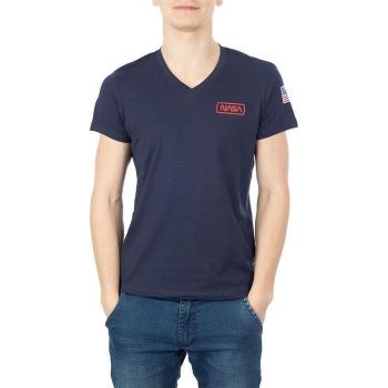 Nasa  BASIC FLAG V NECK  Tričká a polokošele Modrá