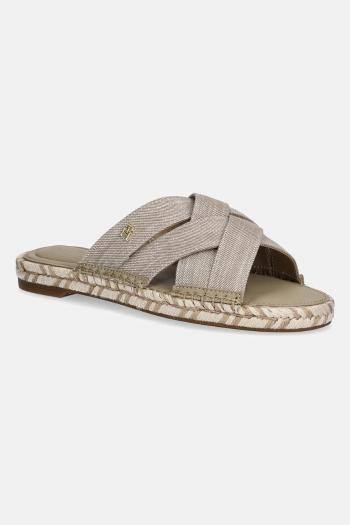 Šľapky Tommy Hilfiger CHAMBRAY ESPADRILLE MULE dámske, béžová farba, FW0FW08501