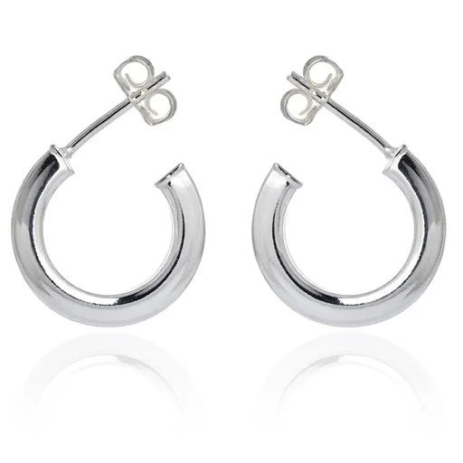 Strieborné náušnice 925 - lesklé kruhy s puzetkami, 16 mm