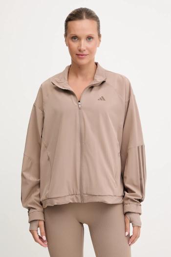 Tréningová bunda adidas Performance HYGLM hnedá farba, JX3857