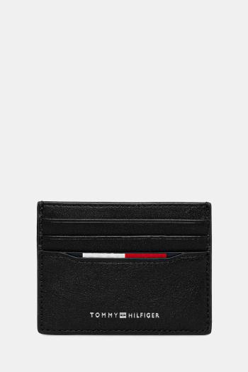 Kožené puzdro na karty Tommy Hilfiger čierna farba, AM0AM13512