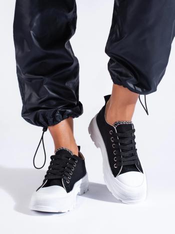 Trendy čierne dámske tenisky bez podpätku