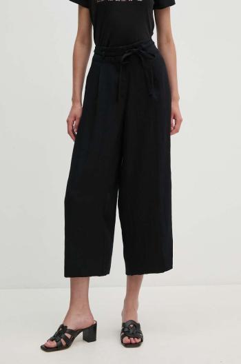 Nohavice Dkny dámske, čierna farba, široké, vysoký pás, P4EKTX63