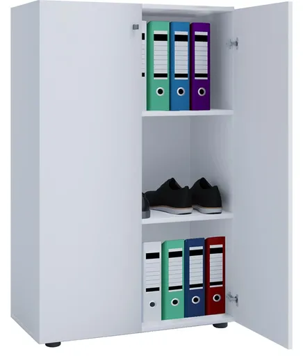 VCM Komoda Lona 3 přihrádky s dvířky, bílá