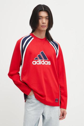 Tričko s dlhým rukávom adidas Originals Warm-Up Top červená farba, vzorované, JD5376