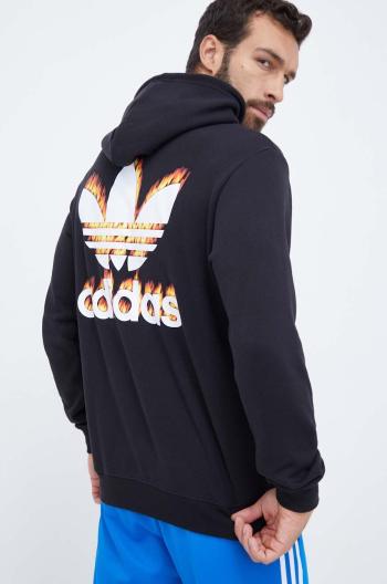 Bavlnená mikina adidas Originals pánska, čierna farba, s kapucňou, s potlačou