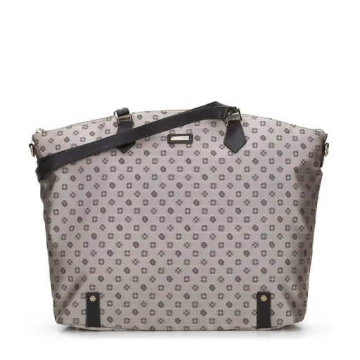 Shopperka z kombinácie žakáru a kože béžová