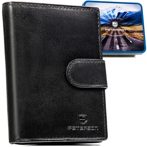 Pánska kožená peňaženka v čiernej farbe s patentom a RFID - Peterson