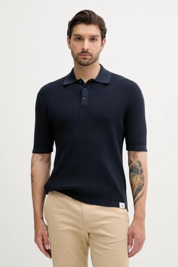 Bavlnené polo tričko Calvin Klein Jeans tmavomodrá farba, jednofarebné, LV04RC306G