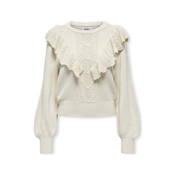 Only  Cherry LS Ruffle Knit - Birch  Svetre Béžová