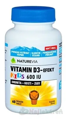SWISS NATUREVIA VITAMIN D3-EFEKT KIDS 600 I.U., 60 ks