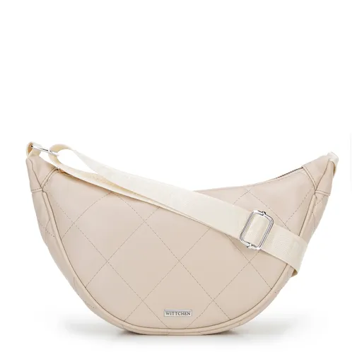 Dámska crossbody v geometrickom prešívaní krémovo-strieborná 100-4Y-422-9S