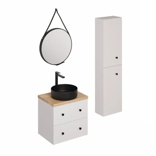 Kúpeľňová zostava s umývadlom vrátane umývadlovej batérie, vtoku a sifónu Naturel Forli biela KSETFORLI7