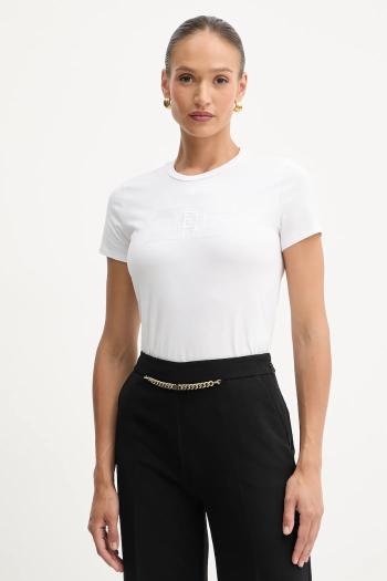 Bavlnené tričko Elisabetta Franchi dámske, biela farba, MA00756E2