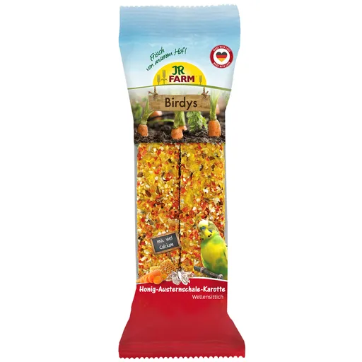 JR FARM BIRDYS tyčinka pre andulky - med, mrkva a mušle 2ks/130g