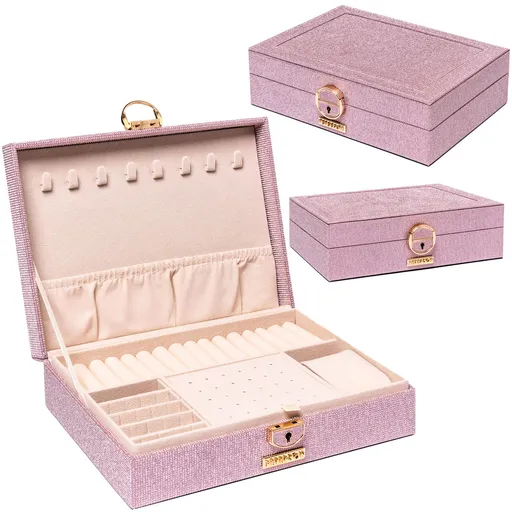 Ružová šperkovnica s priestorom na hodinky - Peterson