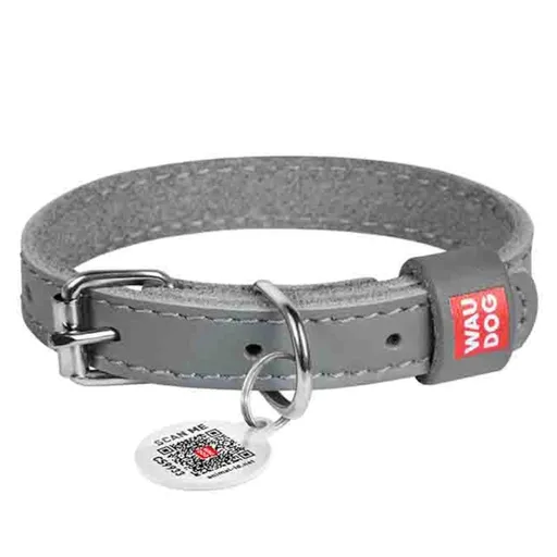 WAUDOG Classic Kožený obojok pre psov sivý 1 kus, Veľkosť: XXS