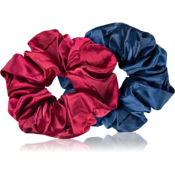 BrushArt Hair Large satin scrunchie set gumičky do vlasov Red & Blue