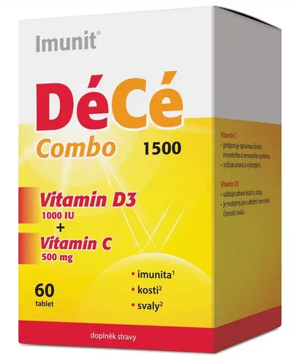 DéCé Combo 1500 Imunit tabliet Vitamín D3 1000 IU + Vitamín C 500 mg 60 tabliet