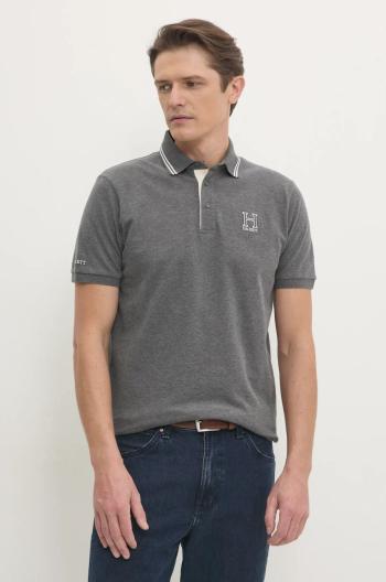 Polo tričko Hackett London pánske, šedá farba, jednofarebné, HM563381